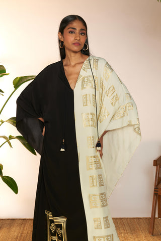 Black White Mid-Length Kaftan And Slip by House Of Masaba available on Indiaspopup.com