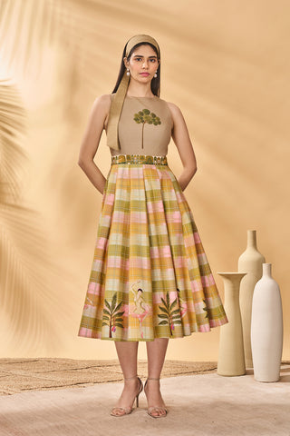 Pina colada picnic midi dress