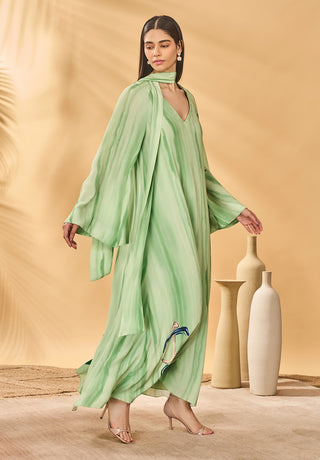 Ivy green horizon reversible kaftan