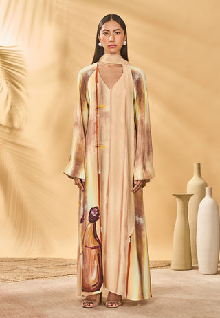 Rustic strokes beige reversible kaftan