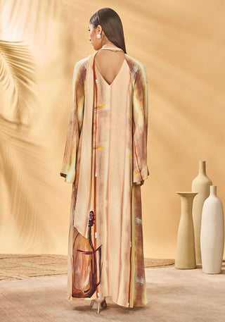 Rustic strokes beige reversible kaftan