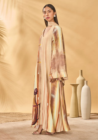 Rustic strokes beige reversible kaftan