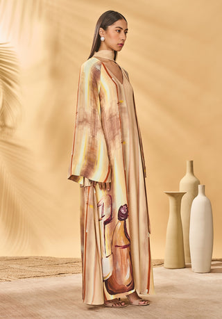 Rustic strokes beige reversible kaftan