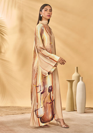 Rustic strokes beige reversible kaftan