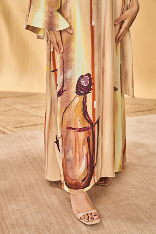 Rustic strokes beige reversible kaftan