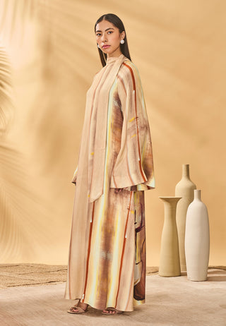 Rustic strokes beige reversible kaftan