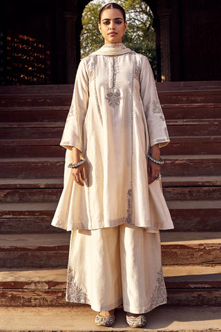 Kachi Kora Dori Ekru Kurta Set by Matsya available on Indiaspopup.com