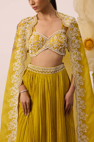 Magnolia Yellow Lehenga Set by Roqa available on Indiaspopup.com