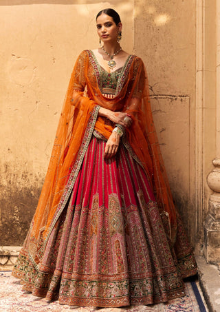 Roqa-Red Mariyam Lehenga Set-INDIASPOPUP.COM