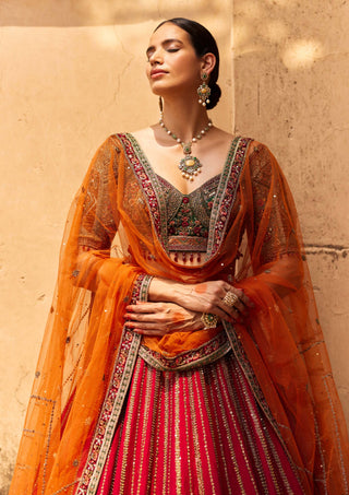 Roqa-Red Mariyam Lehenga Set-INDIASPOPUP.COM