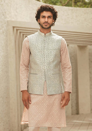 Matsya Men-White Heritage Pret Jodhpuri Jacket-INDIASPOPUP.COM