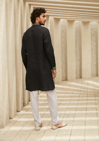 Matsya Men-Black Winged Kurta And Pants-INDIASPOPUP.COM
