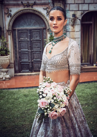 Wanderlust Starlight Masai Lehenga Set by Matsya available on Indiaspopup.com