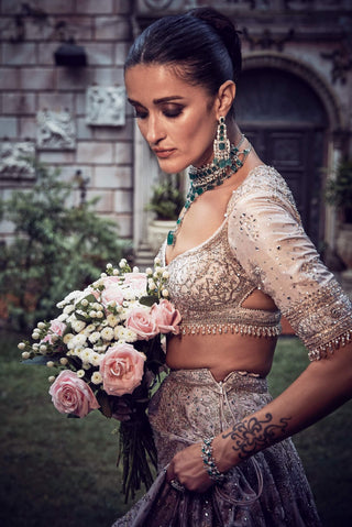 Wanderlust Starlight Masai Lehenga Set by Matsya available on Indiaspopup.com