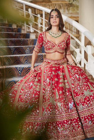 Maysa red lehenga set
