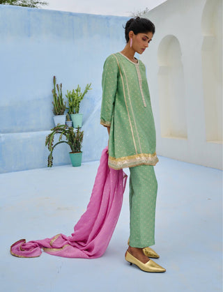 Green and pink mina tunic set