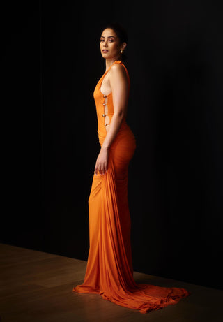 Coral orange gown