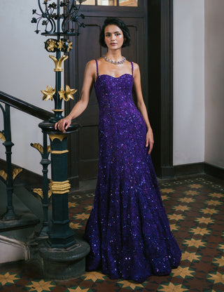 Purple cassia gown and cape