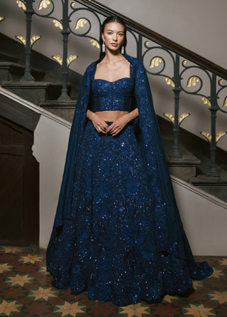 Navy blue helena lehenga set