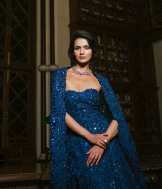 Ink blue cheryl gown and cape