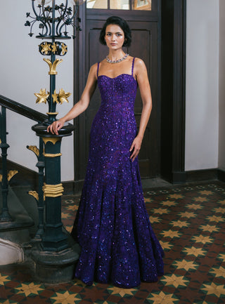 Purple cassia gown and cape