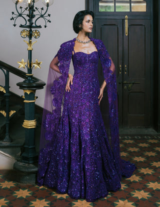 Purple cassia gown and cape