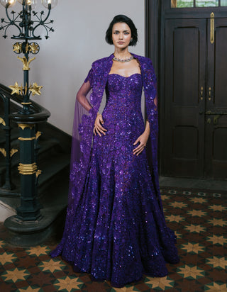 Purple cassia gown and cape