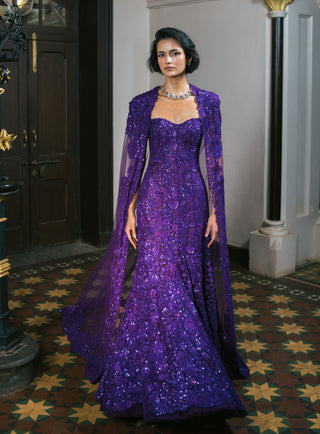 Purple cassia gown and cape