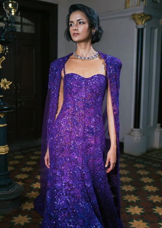 Purple cassia gown and cape