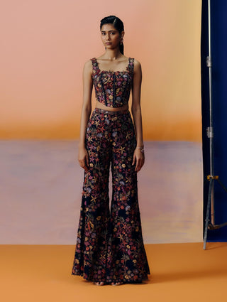 Hana navy blue pants and corset set