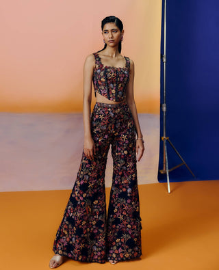 Hana navy blue pants and corset set