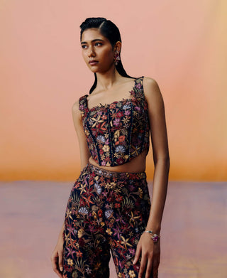 Hana navy blue pants and corset set