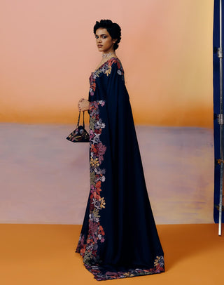 Nysa navy blue sari set