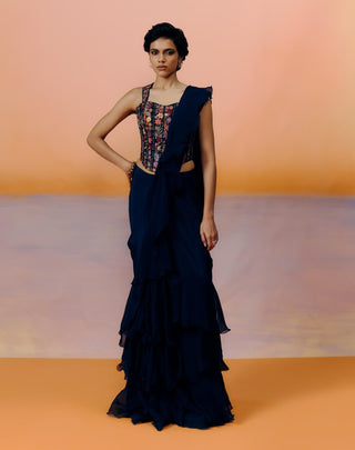 Nica navy blue sari and blouse