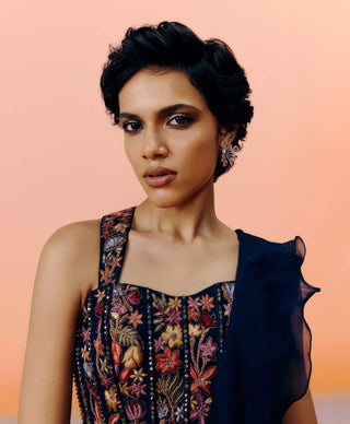 Nica navy blue sari and blouse