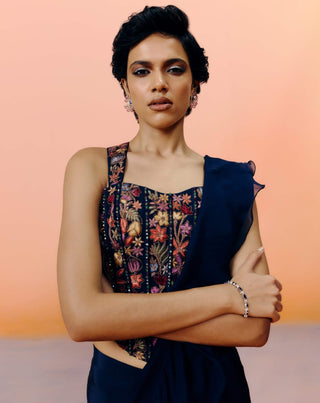 Nica navy blue sari and blouse