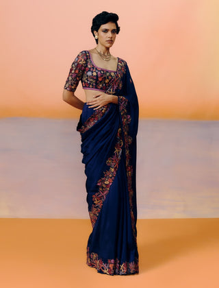 Vida navy blue sari set