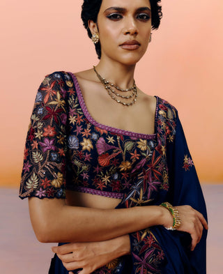 Vida navy blue sari set