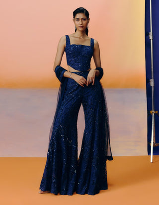 Pia navy blue sharara set