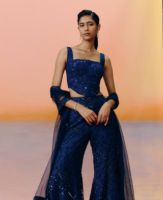 Pia navy blue sharara set