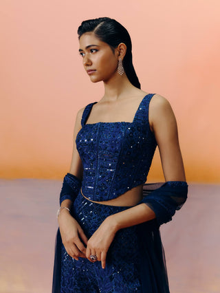 Pia navy blue sharara set