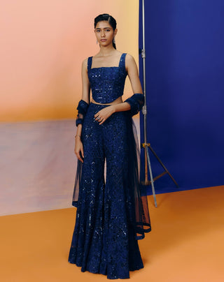 Pia navy blue sharara set