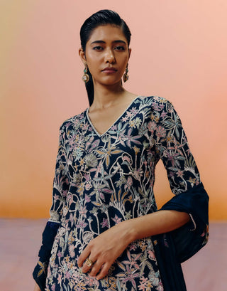 Caradonna navy blue sharara set