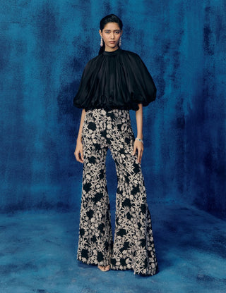 Kay black pants and pouf top