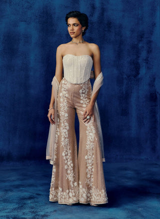 Heli champagne corset and sharara set