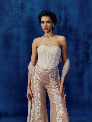 Heli champagne corset and sharara set