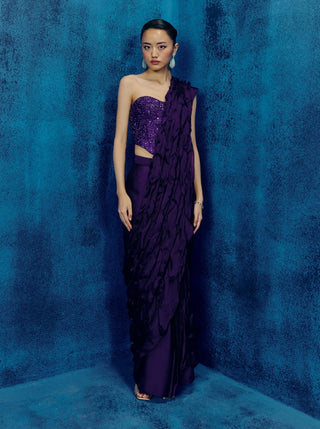 Yuki purple sari and corset