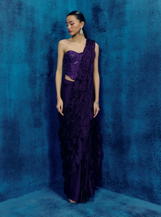 Yuki purple sari and corset