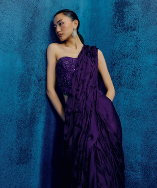 Yuki purple sari and corset