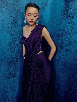 Yuki purple sari and corset